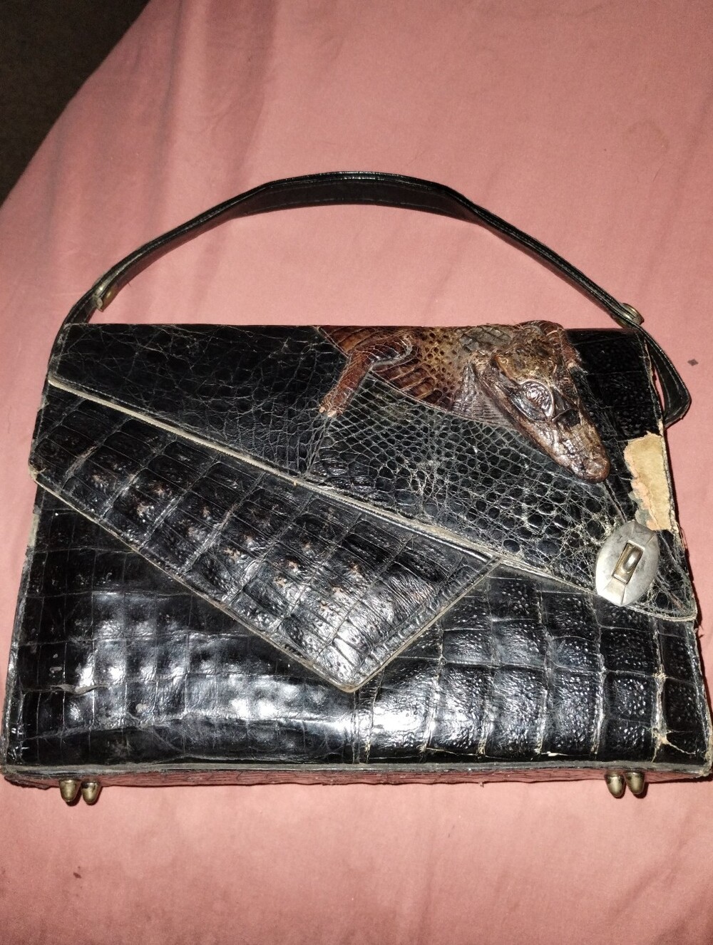 Vintage 2nd Hand Real Alligator Purse